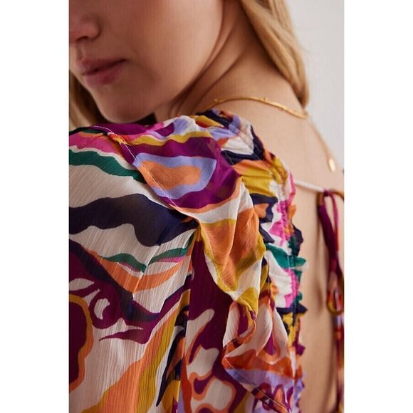 NWT Anthropologie The Odetta Ruffled Maxi Dress XXS V-Neck $198 Long Sleeve - Picture 4 of 13